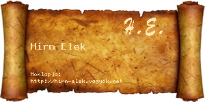 Hirn Elek névjegykártya